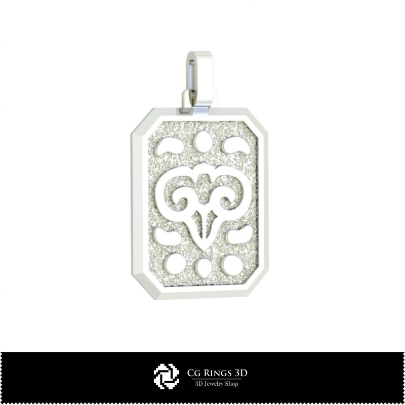 3D Herren Widder Sternzeichen Anhänger Zuhause, Schmuck 3D CAD, Anhänger 3D CAD, 3D Sternzeichen Anhänger