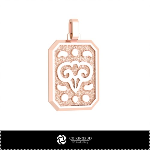 Colgante 3D Aries para Hombre, Joyería CAD 3D, Colgantes CAD 3D, Colgantes Zodiacales 3D