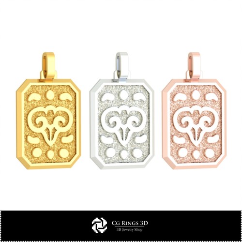 3D Herren Widder Sternzeichen Anhänger Zuhause, Schmuck 3D CAD, Anhänger 3D CAD, 3D Sternzeichen Anhänger