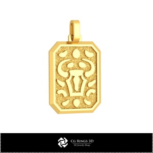 3D Herrenschmuck Anhänger Stier Sternzeichen Home, Schmuck 3D CAD, Anhänger 3D CAD, 3D Sternzeichen-Anhänger