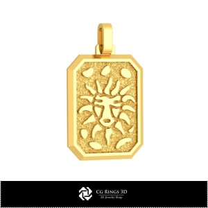 Pandantiv Zodiacal 3D pentru Bărbați Leu, Bijuterii CAD 3D, Pandantive CAD 3D, Pandantive Zodiacale 3D