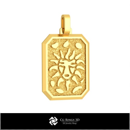 Pandantiv Zodiacal 3D pentru Bărbați Leu, Bijuterii CAD 3D, Pandantive CAD 3D, Pandantive Zodiacale 3D