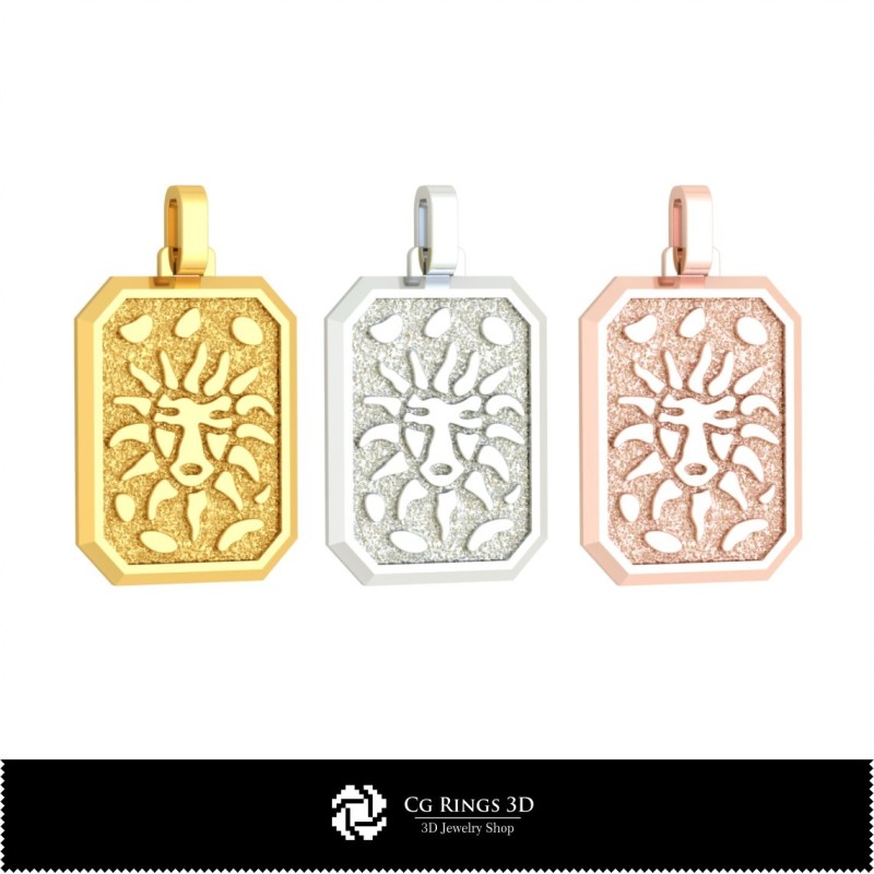 Pandantiv Zodiacal 3D pentru Bărbați Leu, Bijuterii CAD 3D, Pandantive CAD 3D, Pandantive Zodiacale 3D