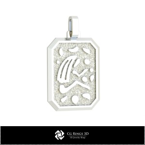 Ciondolo Vergine uomo 3D, Gioielli CAD 3D, Ciondoli CAD 3D, Ciondoli zodiacali 3D 2