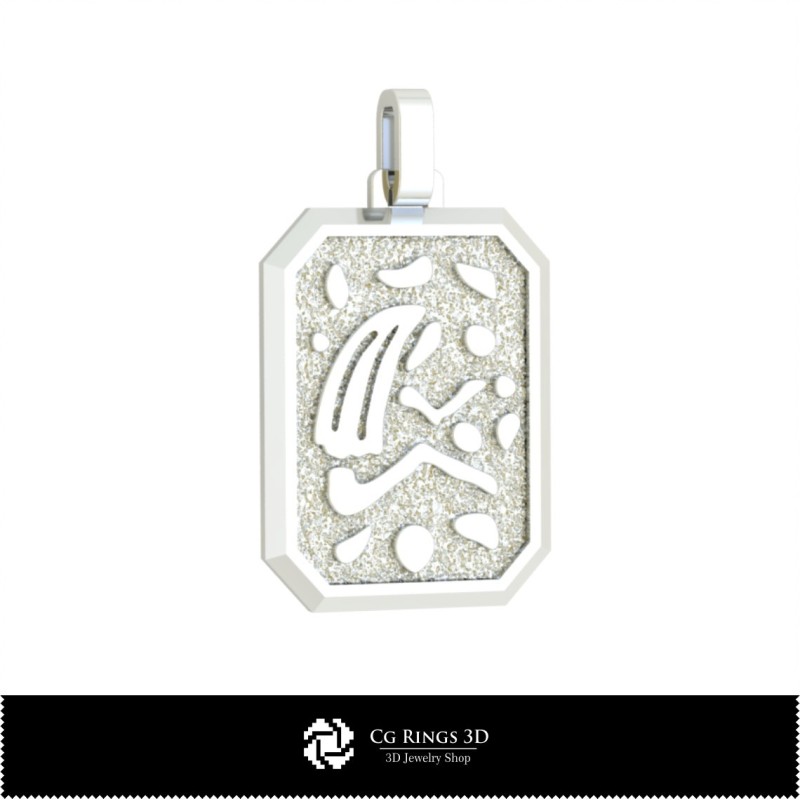 Ciondolo Vergine uomo 3D, Gioielli CAD 3D, Ciondoli CAD 3D, Ciondoli zodiacali 3D