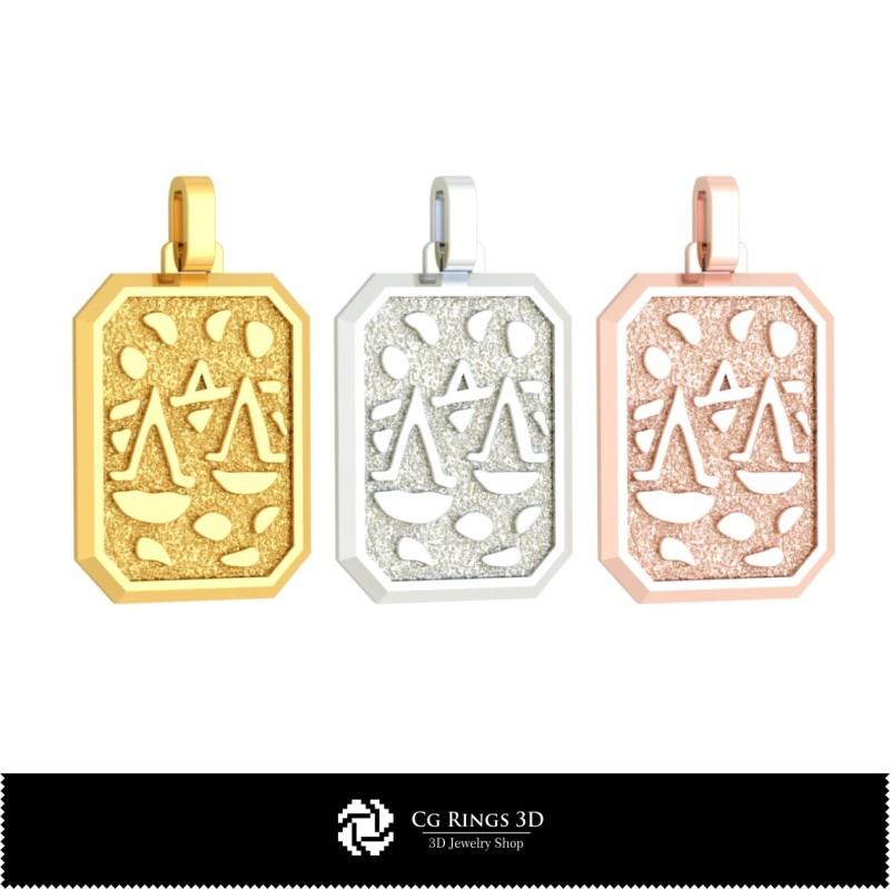 Pendentif 3D Balance pour homme, bijou 3D CAO, pendentifs 3D CAO, pendentifs zodiacaux 3D
