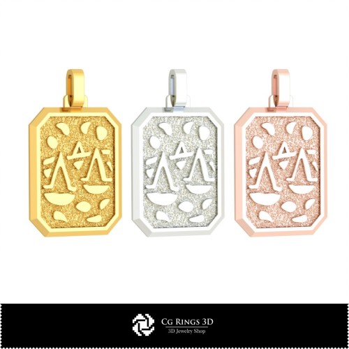 3D Herren-Waage Sternzeichen-Anhänger Home, Schmuck 3D CAD, Anhänger 3D CAD, 3D Sternzeichen-Anhänger