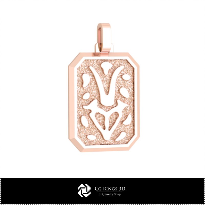 3D Herren Steinbock Sternzeichen Anhänger Zuhause, Schmuck 3D CAD, Anhänger 3D CAD, 3D Sternzeichen Anhänger