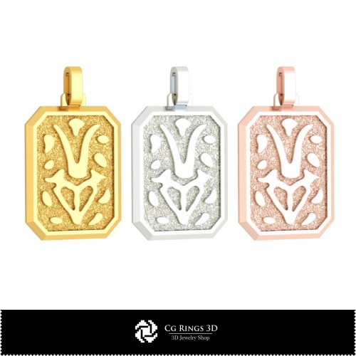 3D Men's Capricorn Zodiac Pendant Home, Jewelry 3D CAD, Pendants 3D CAD , 3D Zodiac Pendants
