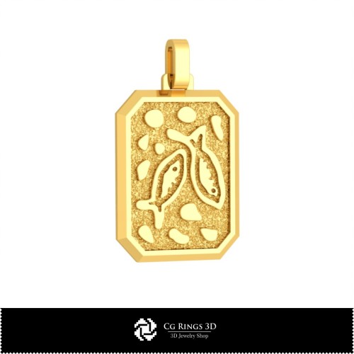 3D Herren Fische Sternzeichen Anhänger Home, Schmuck 3D CAD, Anhänger 3D CAD, 3D Sternzeichen Anhänger