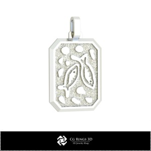 Ciondolo 3D Segno Zodiacale Pesci da Uomo, Gioielli 3D CAD, Ciondoli 3D CAD, Ciondoli Zodiacali 3D 2