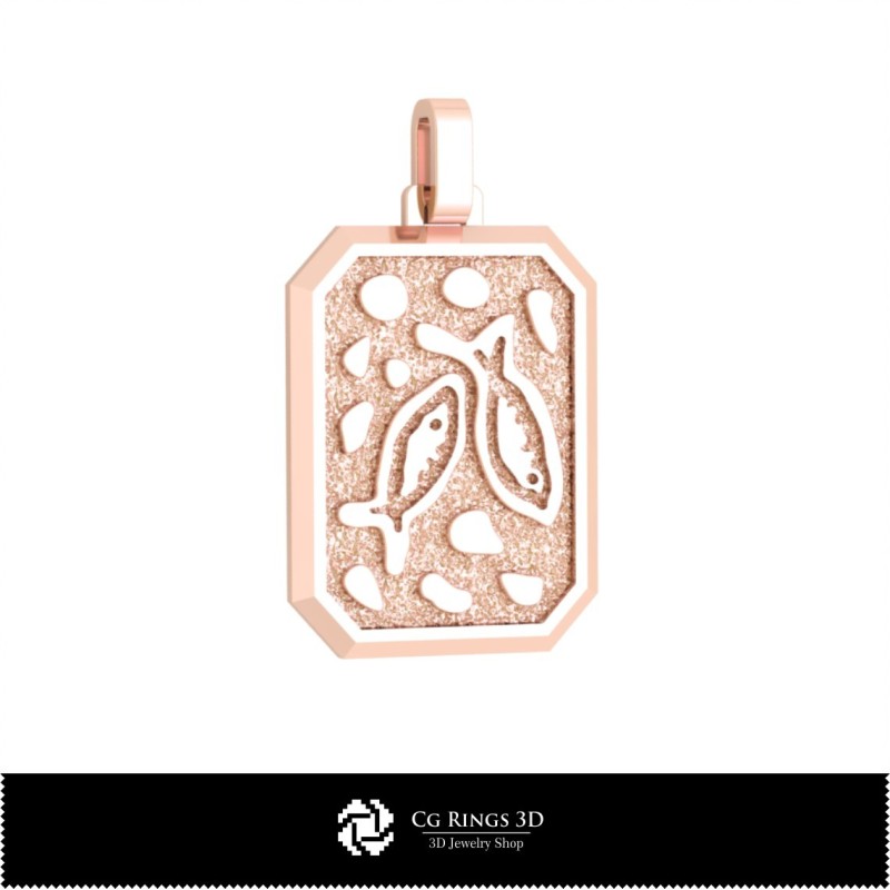 3D Herren Fische Sternzeichen Anhänger Home, Schmuck 3D CAD, Anhänger 3D CAD, 3D Sternzeichen Anhänger