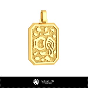 Colgante de Acuario para Hombre 3D, Joyería CAD 3D, Colgantes CAD 3D, Colgantes Zodiacales 3D