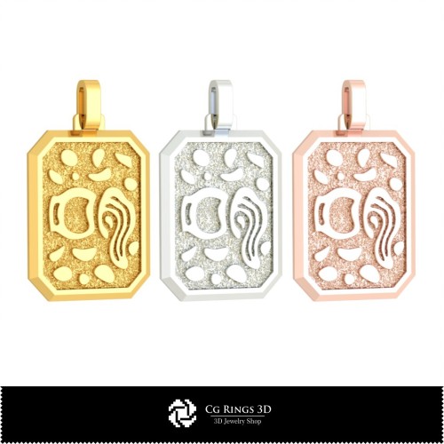 Colgante de Acuario para Hombre 3D, Joyería CAD 3D, Colgantes CAD 3D, Colgantes Zodiacales 3D