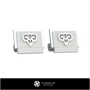 3D-Widder-Sternzeichen-Manschettenknöpfe Zuhause, Schmuck 3D-CAD, Manschettenknöpfe 3D-CAD, 3D-Wal mit Rückverschluss 2