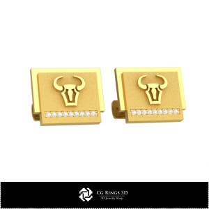 Boutons de manchette Zodiaque Taureau 3D pour la maison, Bijoux CAO 3D, Boutons de manchette CAO 3D, Boutons de manchette
