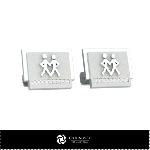 3D Gemini Sternzeichen Manschettenknöpfe Zuhause, Schmuck 3D-CAD, Manschettenknöpfe 3D-CAD, 3D Wal Rückverschluss 2