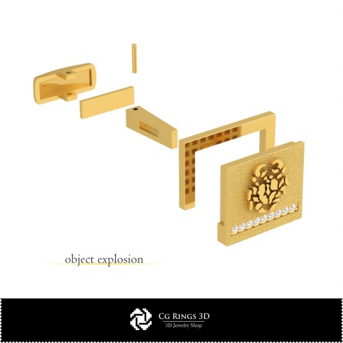 Gemelli da Polso 3D Zodiacali del Cancro Home, Gioielli 3D CAD, Gemelli 3D CAD, Gemelli con Chiusura a Farfalla a Forma di