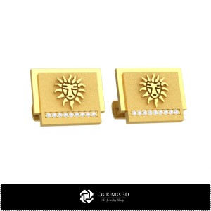 Gemelos Zodiacal Leo 3D para el hogar, Joyería CAD 3D, Gemelos CAD 3D, Gemelos con Cierre Trasero Ballena 3D