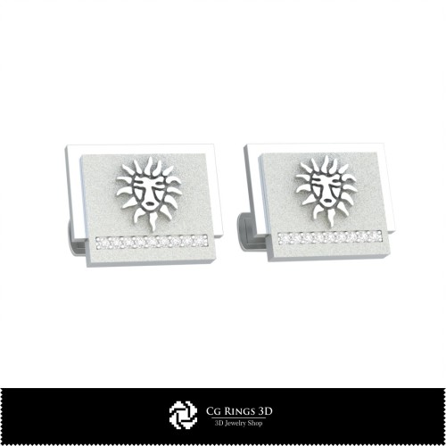 Gemelos Zodiacal Leo 3D para el hogar, Joyería CAD 3D, Gemelos CAD 3D, Gemelos con Cierre Trasero Ballena 3D