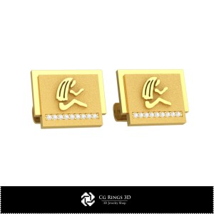 Boutons de manchette Vierge 3D, bijoux DAO 3D, boutons de manchette DAO 3D, boutons de manchette fermoir arrière baleine 3D