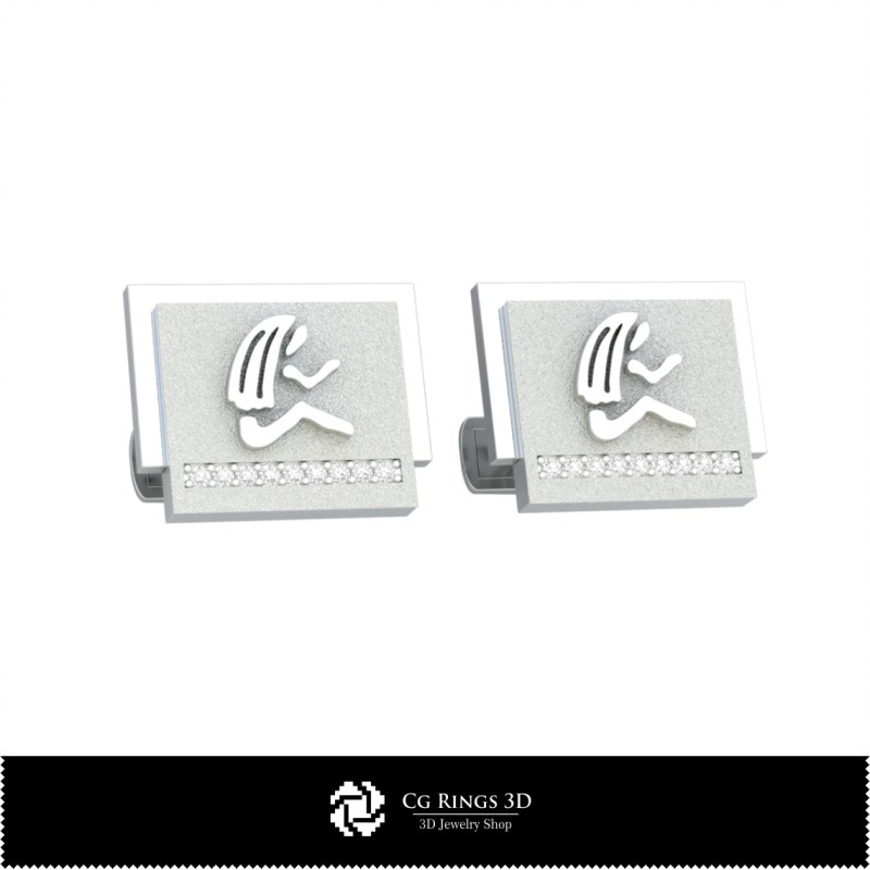 3D-Jungfrau-Zeichen Manschettenknöpfe Zuhause, Schmuck 3D-CAD, Manschettenknöpfe 3D-CAD, 3D-Wal mit Steckverschluss