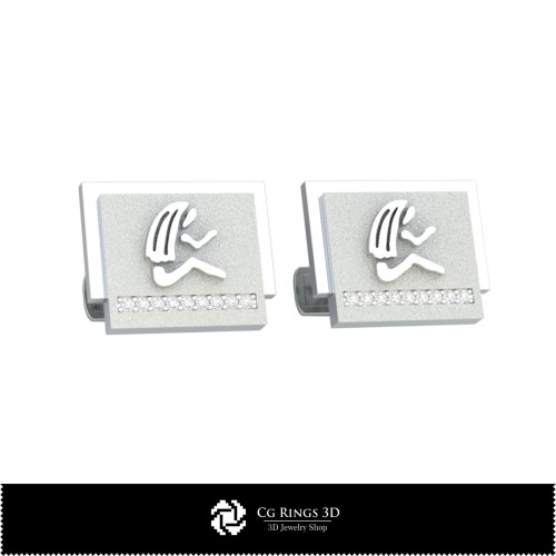 Boutons de manchette Vierge 3D, bijoux DAO 3D, boutons de manchette DAO 3D, boutons de manchette fermoir arrière baleine 3D