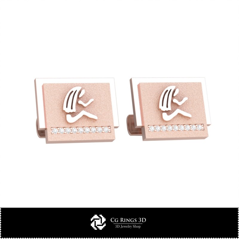 3D Virgo Zodiac Cufflinks Home, Jewelry 3D CAD, Cufflinks 3D CAD , 3D Whale Back Closure Cufflinks