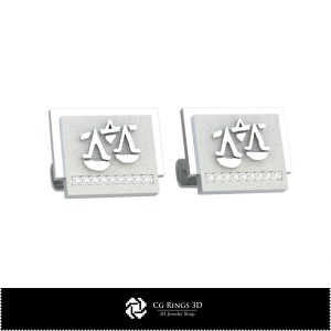 Boutons de manchette Zodiaque 3D Balance pour la maison, Bijoux CAO 3D, Boutons de manchette CAO 3D, Boutons de manchette 3D 2