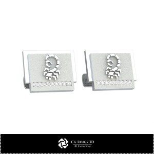 3D Skorpion Sternzeichen Manschettenknöpfe Zuhause, Schmuck 3D CAD, Manschettenknöpfe 3D CAD, 3D Wal Rückverschluss 2