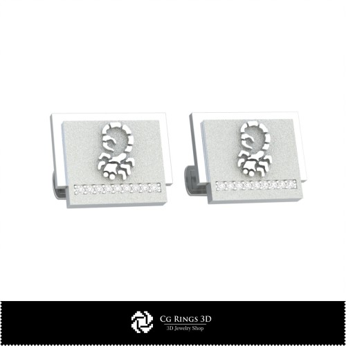Boutons de manchette Scorpion 3D Zodiac, Bijoux CAO 3D, Boutons de manchette CAO 3D, Boutons de manchette fermeture arrière