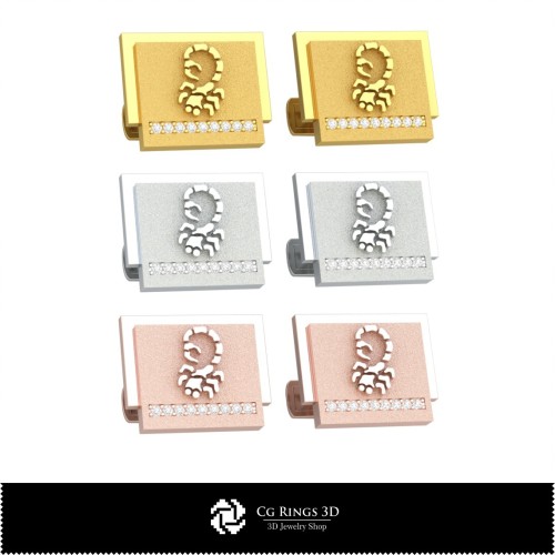 3D Skorpion Sternzeichen Manschettenknöpfe Zuhause, Schmuck 3D CAD, Manschettenknöpfe 3D CAD, 3D Wal Rückverschluss