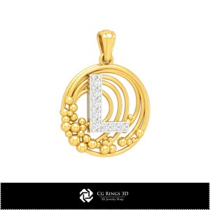Pendentif 3D avec lettre L Home, Bijoux DAO 3D, Pendentifs DAO 3D, Pendentifs lettre 3D