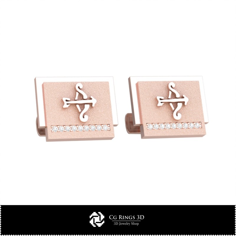 3D Schütze Sternzeichen Manschettenknöpfe Zuhause, Schmuck 3D-CAD, Manschettenknöpfe 3D-CAD, 3D Wal-Clip-Manschettenknöpfe