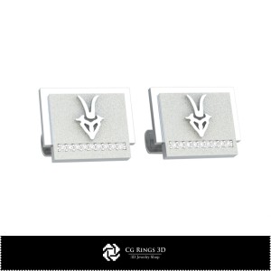 Boutons de manchette Capricorne 3D, bijoux CAO 3D, boutons de manchette CAO 3D, boutons de manchette fermeture arrière baleine 2