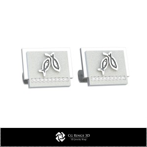 3D Fische Sternzeichen Manschettenknöpfe Heim, Schmuck 3D CAD, Manschettenknöpfe 3D CAD, 3D Wal Rückverschluss Manschettenknöpfe 2