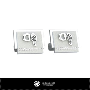 Gemelos signo zodiacal Acuario 3D para el hogar, Joyas CAD 3D, Gemelos CAD 3D, Gemelos con cierre trasero en forma de ballena 3D 2