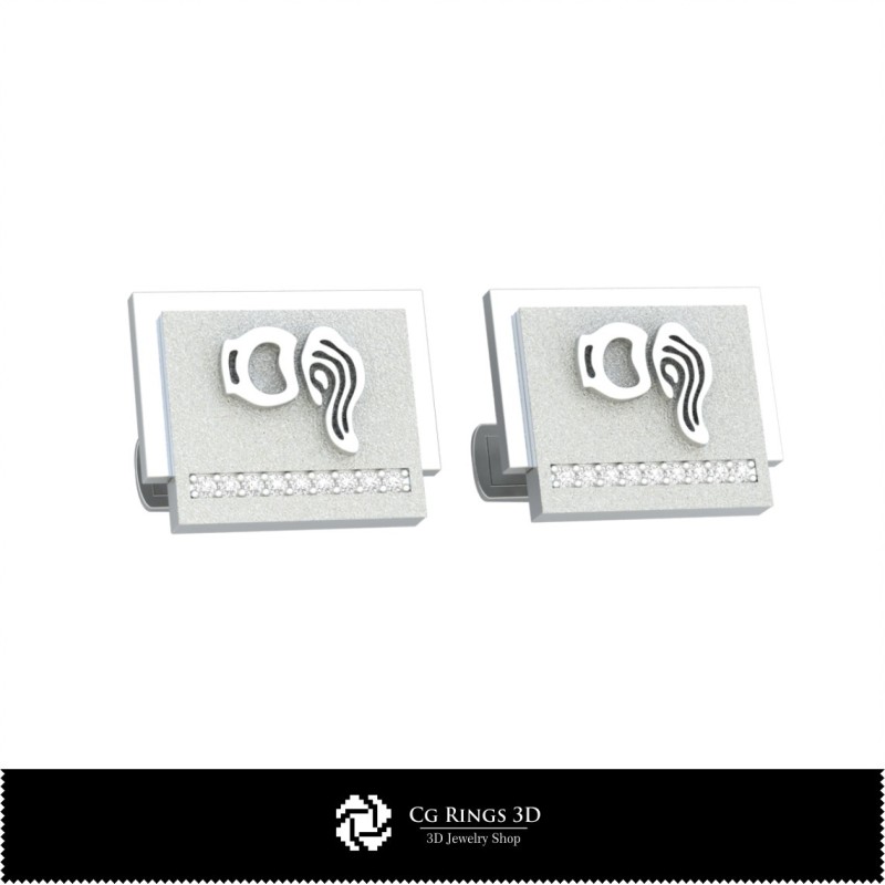 Gemelli da polso Acquario 3D, Gioielleria CAD 3D, Gemelli CAD 3D, Gemelli con chiusura a delfino 3D