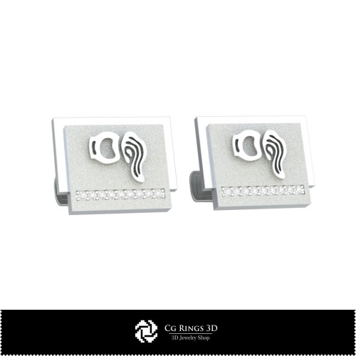 3D Wassermann-Zeichen Manschettenknöpfe Home, Schmuck 3D CAD, Manschettenknöpfe 3D CAD, 3D Wal mit Steckverschluss