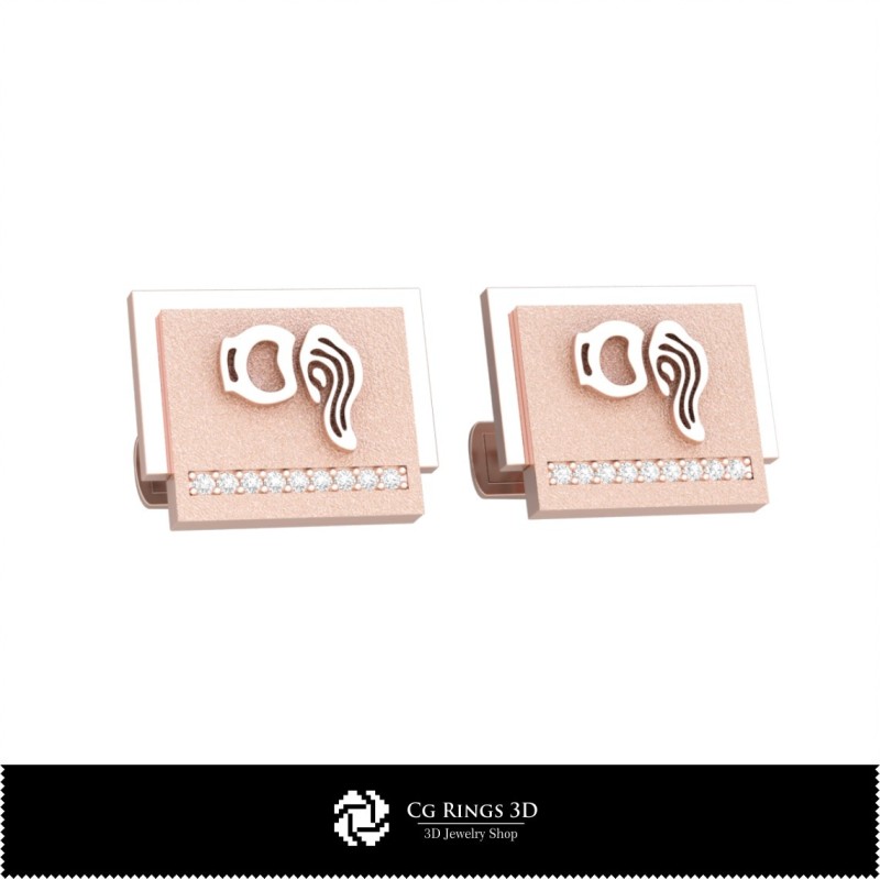 Gemelli da polso Acquario 3D, Gioielleria CAD 3D, Gemelli CAD 3D, Gemelli con chiusura a delfino 3D