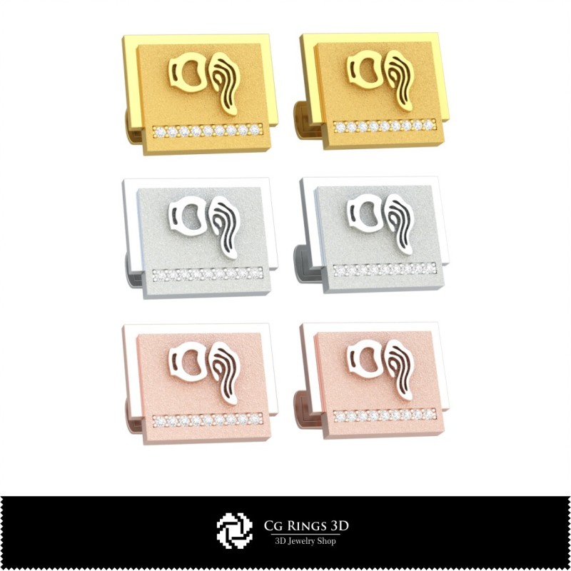 Boutons de manchette 3D Signe du zodiaque Verseau Maison, Bijoux CAO 3D, Boutons de manchette CAO 3D, Boutons de manchette 3D