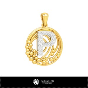 Pendentif 3D avec lettre P Maison, Bijoux 3D CAO, Pendentifs 3D CAO, Pendentifs lettre 3D