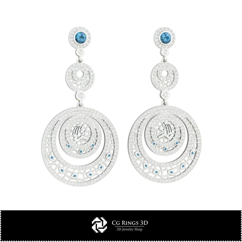 Orecchini Vergine Tema Zodiaco CAD 3D Casa, Gioielli CAD 3D, Orecchini CAD 3D, Orecchini a Lume 3D