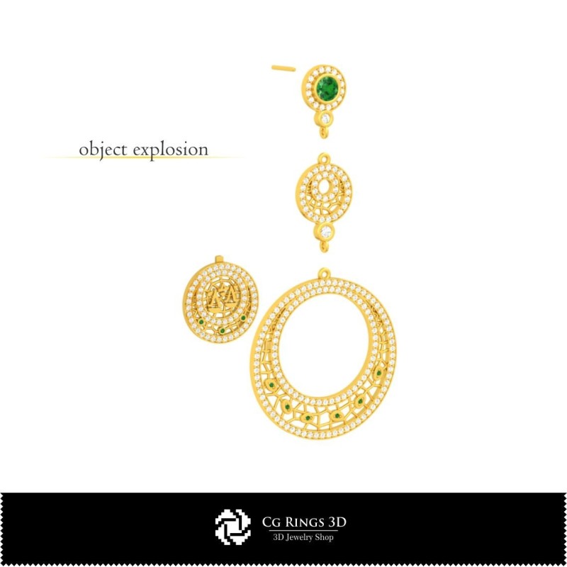 3D Libra Zodiac Earrings Home, Jewelry 3D CAD, Earrings 3D CAD , 3D Chandelier Earrings