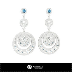 Orecchini Capricorno 3D Zodiacali per la Casa, Gioielleria CAD 3D, Orecchini CAD 3D, Orecchini a Candeliere 3D 2