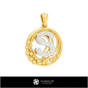Pendentif 3D avec lettre S Maison, Bijoux 3D CAO, Pendentifs 3D CAO, Pendentifs lettre 3D