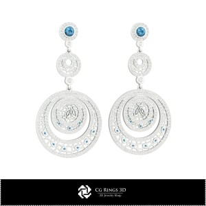 3D Pisces Zodiac Earrings Home, Jewelry 3D CAD, Earrings 3D CAD , 3D Chandelier Earrings 2