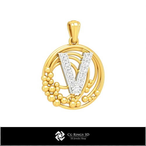 Pendentif 3D avec lettre V Home, bijouterie CAO 3D, pendentifs CAO 3D, pendentifs lettre 3D