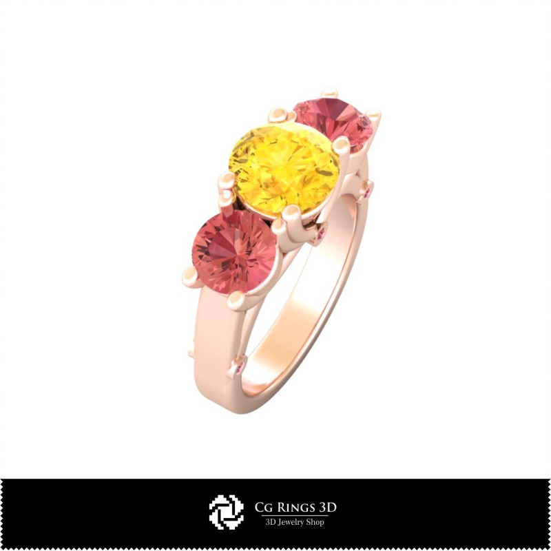 Anillos con piedras preciosas en 3D, Anillos de piedras preciosas 3D, CAD de joyería 3D, CAD de anillos 3D, Anillos de