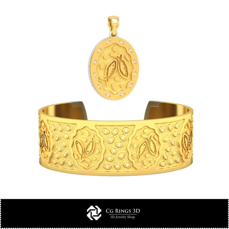 Bijoux - Ensemble de bijoux CAO 3D, CAO 3D pour bijoux, CAO 3D pour pendentifs, CAO 3D pour bracelets, ensembles de bijoux CAO
